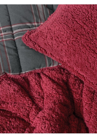 Cozy Home Festive Çift Kişilik Çift Taraflı Peluş Yorgan Noel Kırmızı Kırmızı