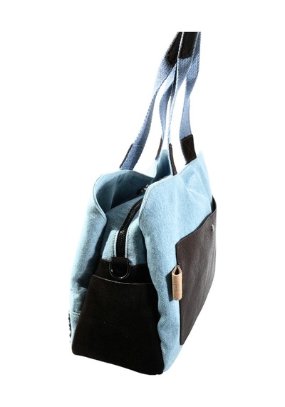Biem Accessory Biem Açık Mavi-kahve Denim Salaş-retro Taş Trok Döşemeli Çok Gözlü Çanta Çok Renkli
