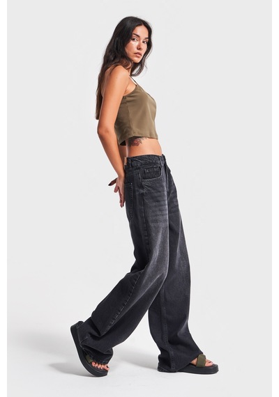 Itsbasic Kadın Koyu Füme Renk 2w41 Super Baggy Fit %100 Koton Denim Jean
