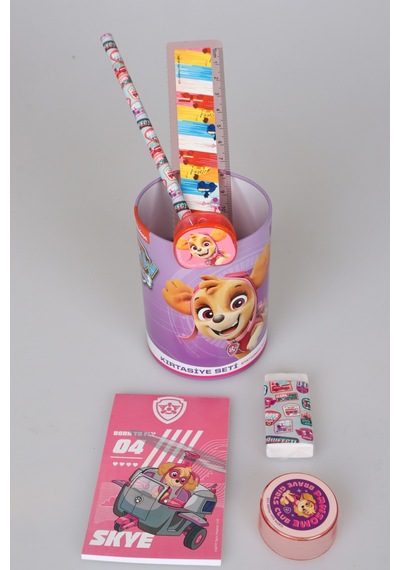 X Dekomus Lisanslı Paw Patrol Pink Paws Collection 7'li Kırtasiye Seti Metal Kalemlik,not Defteri,kurşun Kalem,cetvel,silgi,kalemtraş,ataç Seti Diğer