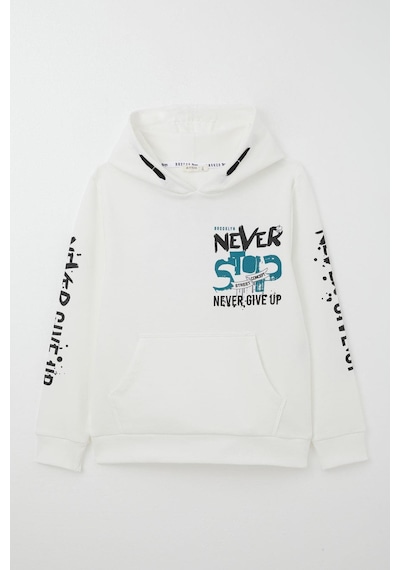 Breeze Erkek Çocuk Sweatshirt Kanguru Cepli Kapüşonlu 9-16 Yaş, Ekru Ekru