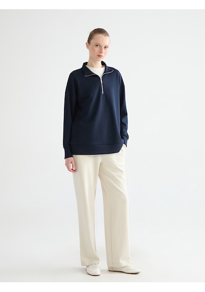 Lcw Comfort Lacivert Dik Yaka Kadın Sweatshirt