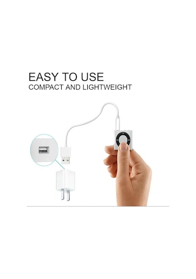 Coverzone İpod Shuffle İle Uyumlu Ent - Usb Şarj Ve Veri Aktarım Kablosu, 3.5 Mm Jack - Usb A Senkronizasyon Kablosu, Şarj Data Bağlantı Kablosu Beyaz