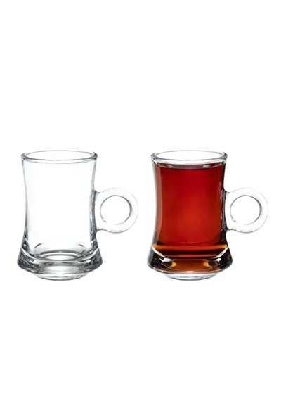 Kuplu Çay Bardağı 4 Lü Beyaz - Şeffaf