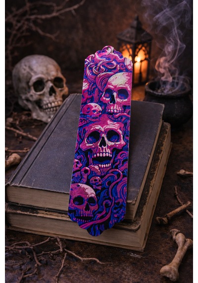 Neon Skull Art Desenli Kitap Ayracı