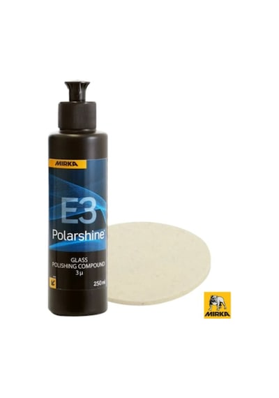 Pasta Cila Mırka Polarshıne E3 Cam Polisaj 250ml+ Cam Keçesi Polisaj 125 Mm Cam Yüzey Parlatma Seti