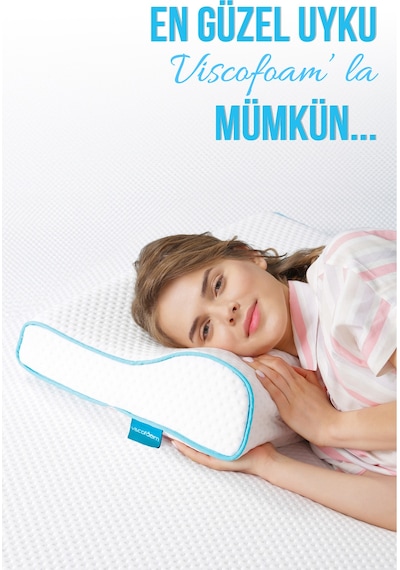 Viscofoam Yüksek Boyun Destekli Ortopedik Yastık Visco Yastık 58x39x12-8.5cm