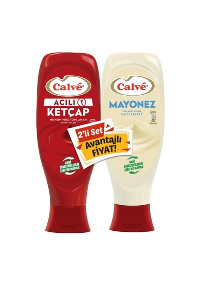 Acılı Ketçap 600 Gr + Calve Yağı Azaltılmış Mayonez 540 Gr 2'li Set