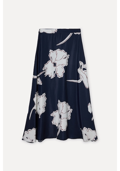 Mudo Kadın Kadın Lacivert Floral Desenli A Form Midi Etek 1267427