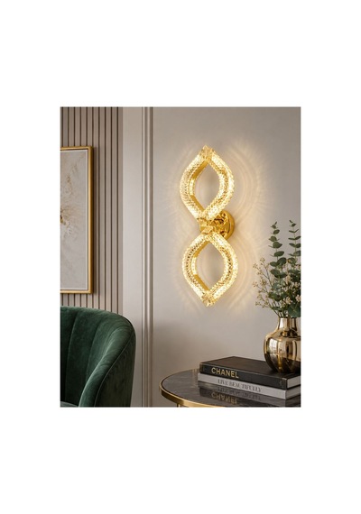 Yonca Model İkili Gold3 Renk Modu Kristal Taşlı Salon Mutfak Yatak Çocuk Odası Aplik Altın