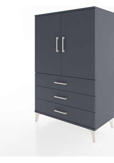 Hyperion Dolap 2 Raflı 3 Çekmeceli 2 Kapaklı 88x44x134 Antrasit-antrasit Antrasit