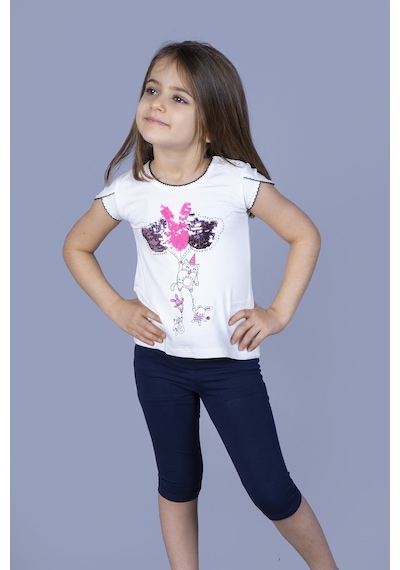 Toontoy Kids Toontoy Kız Çocuk Çevirmeli Pullu Takım Ekru