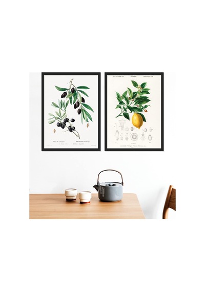 Zeytin - Limon Ahşap Çerçeveli Tablo Set 30x40 Cm