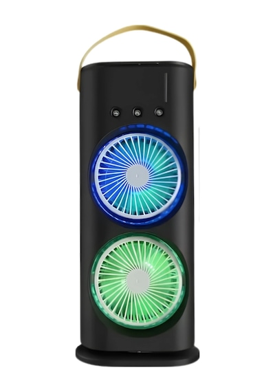 Hubrendy Tekno Usb Şarjlı Çift Başlıklı Buharlı Masaüstü Fan Sessiz Serinletici Işıklı Fan