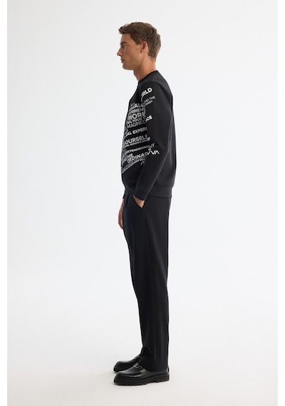 Avva Erkek Siyah Bisiklet Yaka Pamuklu Baskılı Regular Fit Sweatshirt A42y1285