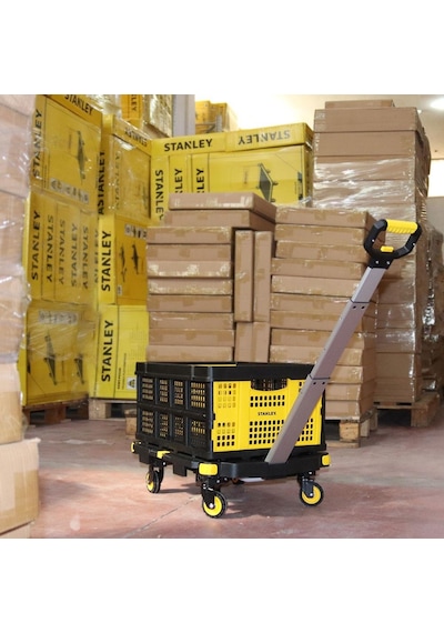 Stanley Pc532b 137kg 62x45cm Dört Tekerli Çekme Kollu Yük Ve Paket Taşıma Arabası + Ft505 25kg Katlanır Çok Amaçlı Taşıma Sepeti