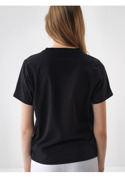 Xint Siyah Pamuk Dokulu Regular Fit Tişört 602399