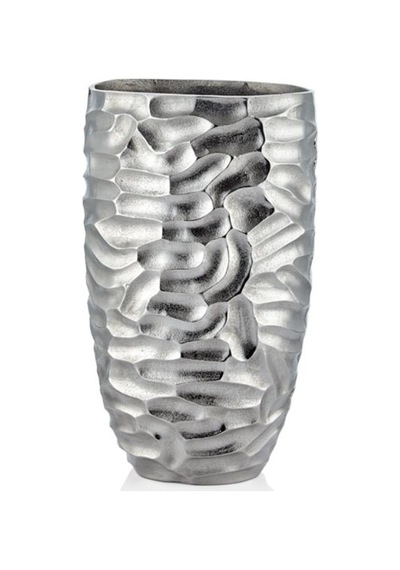 Lamedore Comb Gümüş Büyük Vazo 22 X 27 X 43 Cm Gümüş