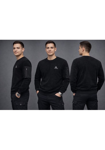 Tad Gear Saf Polar Kışlık Üşütmez Taktik Sweat Kol Detaylı Siyah