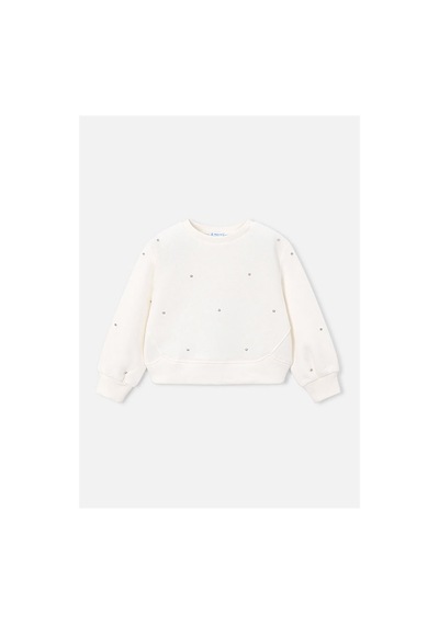 Mayoral Kız Çocuk Taşlı Sweatshirt Beyaz 4408