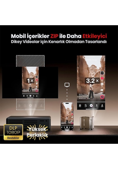 Vankyo Aurzen ZIP Katlanabilir DLP 1080P Destekli Bataryalı Projeksiyon Cihazı + AutoFocusAutoKeystone