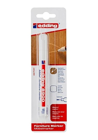 Edding 8900 Mobilya Kalemi - Saf Beyaz - Yuvarlak Uç 1,5-2 Mm - Mobilya Çiziklerini, Sıyrıkları, Kaplamalardaki Lekeleri Çıkarmak Ve Rötuşlamak İçin Abanoz - Beyaz