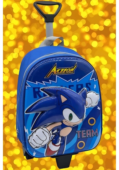 Tezzgelsin Kirpi Sonic 2-6 Yaş Anaokulu Kreş 5d Kabartmalı Çekçekli Tekerli Sırt Çantası Ve Okul Çantası Çok  Renkli