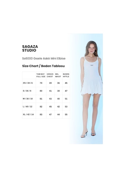 Sagaza Studio Ss6000 Askılı Yandan Bağcıklı Mini Elbise Ekru
