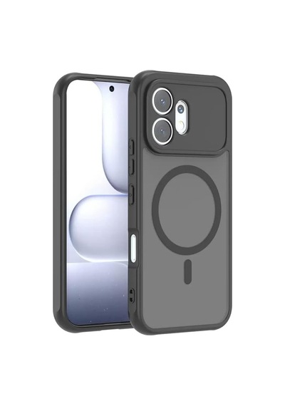 Ottonova Honor 600 İçin Kamera Korumalı Manyetik Şarj Özellikli Şeffaf Tunex Kapak Siyah
