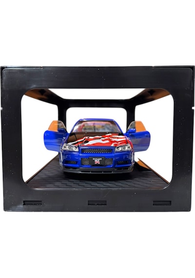 1:24 Metal Model Koleksiyon Araba Nissan Skyline Gt-r R34 Mavi Nısmo 19 Cm Döner Ön Tekerler