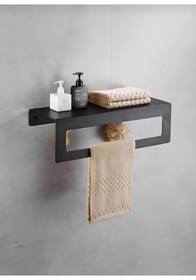Hvngroup Metal 2 Parçalı Set 30 Cm Havlu Ve Tuvalet Kağıdı Askısı Siyah