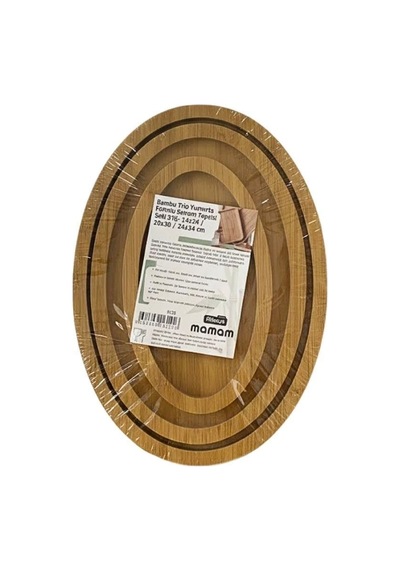 Bambu Oval 3'li Sunum Tepsisi Renkli
