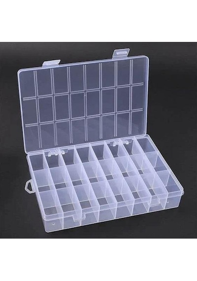 Organizer Malzeme Kutusu 24 Bölmeli Şeffaf Pbb040-24 33 Setbox 18,5x12,5x3,5mm Şeffaf