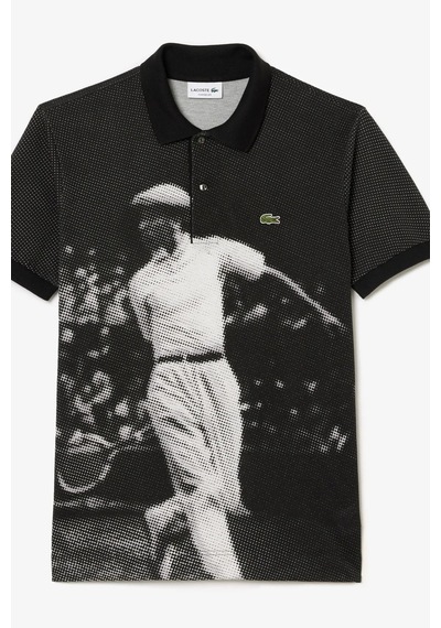 Lacoste L.12.12 Men's Rene Print Classic Fit Polo T-shirt Grafik Baskılı Organik Coton Erkek Polo Yaka Tişört Siyah Lacoste L.12.12 Men's Rene Print Classic Fit Polo T-shirt Grafik Baskılı Organik Coton Erkek Polo Yaka Tişört Siyah