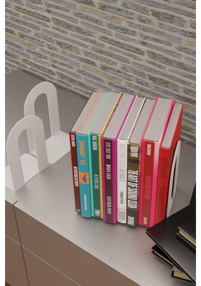 Dekoratif Beyaz Klasik Metal Kitap Tutucu, Kitap Desteği İkili Set Mk4b