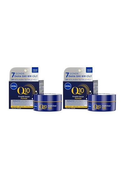 Tr Q10 Kırışıklık Karşıtı Gece Bakım Kremi 50 Ml,nemlendirici,yenileyici,kreatin,hyaluronik Asit 2 Paketi