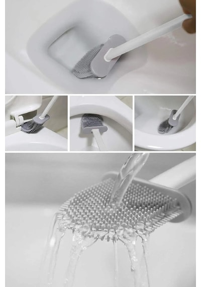 Silikon Uçlu Banyo Tuvalet Klozet Fırçası Ve Tutucu Set