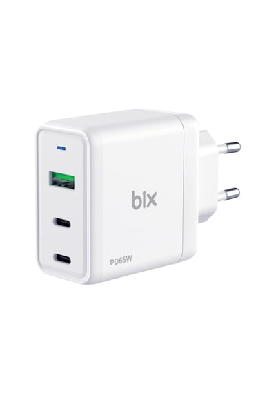 Bix BX3P65G Gan 65 W USB-A Type-C PD Hızlı Şarj Cihazı Beyaz