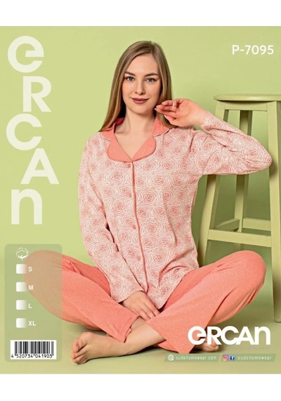 Ercan P-7095 Uzun Kol Gömlek Kadın Pijama Takımı Çok Renkli