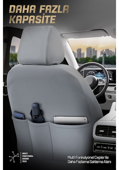 Otom Limited Design Ekstra Destekli Oto Koltuk Kılıfı Füme