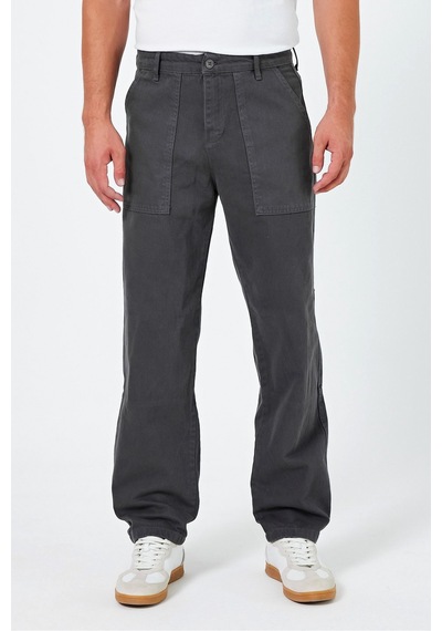 Tarz Cool Erkek Düz Baggy Jean Pantolon Füme