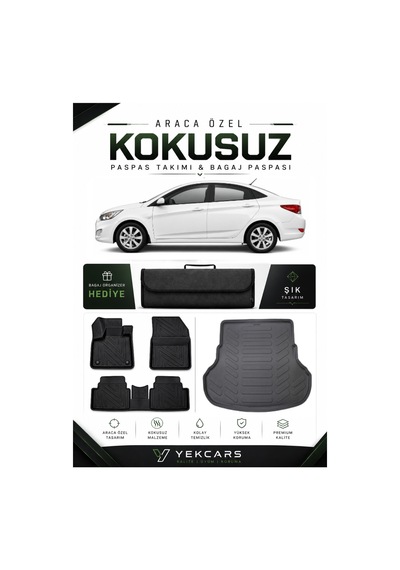Hyundai Accent Blue 2013 Model Aracınıza Özel 4d Karbonlu Kauçuk Paspas Takımı Ve Bagaj Havuzu