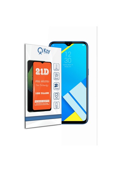 Realme C2 ile Uyumlu Tam Kaplayan 21D Temperli Ekran Koruyucu Cam