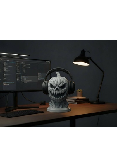 Happy3dworld Kabak Kafatası Kulaklık Standı, 3d Baskı Halloween Gotik Dekor