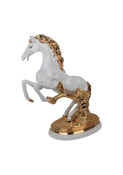 Lüks Reçine Büyük Boy Şahlanan At Heykeli 39 Cm Dekoratif Biblo Vitrin Konsol Süsü Ev Ofis Hediyesi