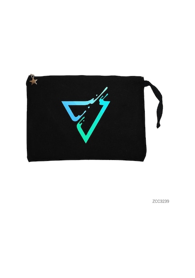 Zepplin Giyim Triangle Logo Siyah Clutch Astarlı Cüzdan / El Çantası Siyah