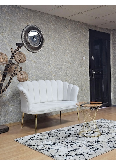Zafir İkili Papatya Çay Seti Koltuk Gold Sivriltme Ayak, Balkon, Salon, Ofis, Koltuk Takımı, İkili Berjer Krem