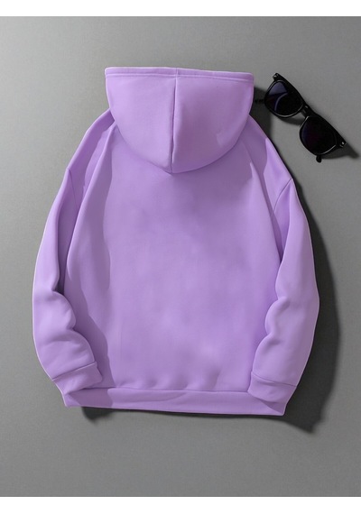 Uyguntarz Unisex Sirali Kalp Baskılı Oversize Sweatshirt Lila
