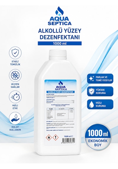 Aqua Septica Alkollü Yüzey Dezenfektanı 1 Litre 2 Adet