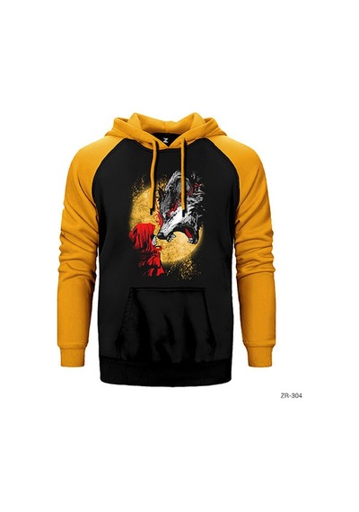 Kırmızı Başlıklı Kız Ve Kurt Gri Renk Reglan Kol Sweatshirt / Hoodie